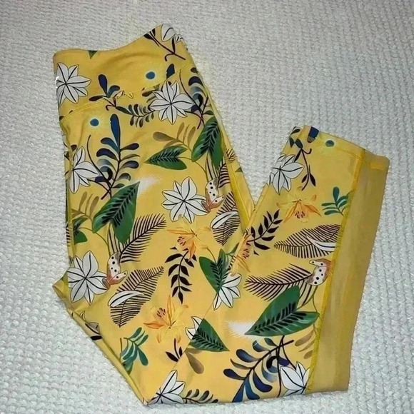 Zyia Active Yellow Floral Print Leggings G10 - Picture 1 of 5